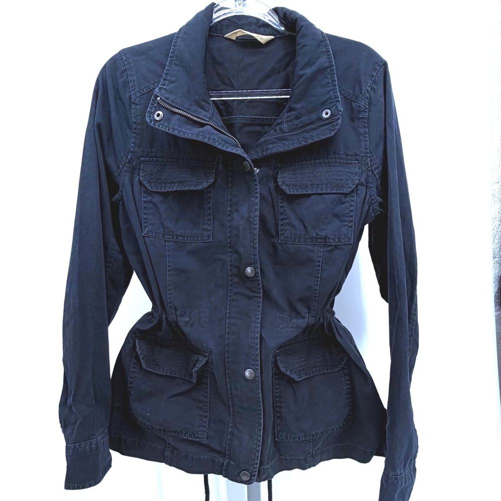 Hollister Utility Jacket Women Large Navy Military Cargo Lightweight